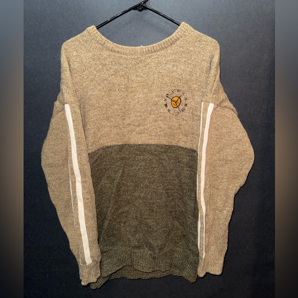 Two-Tone Knit Sweater with Logo